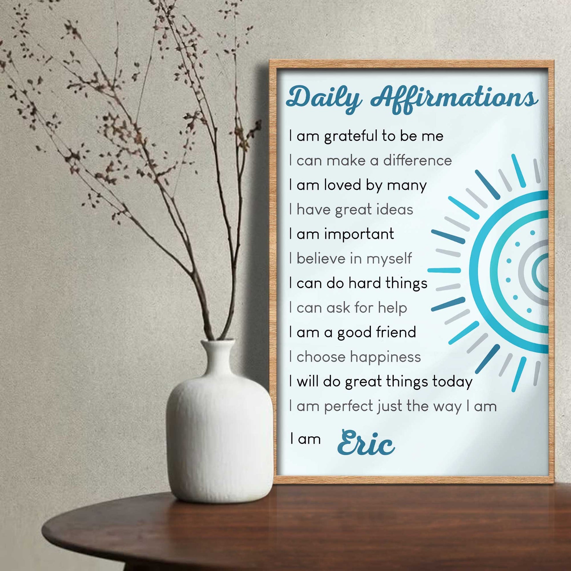 Daily Affirmations Of Self-Confidence And Positivity With Sun Design