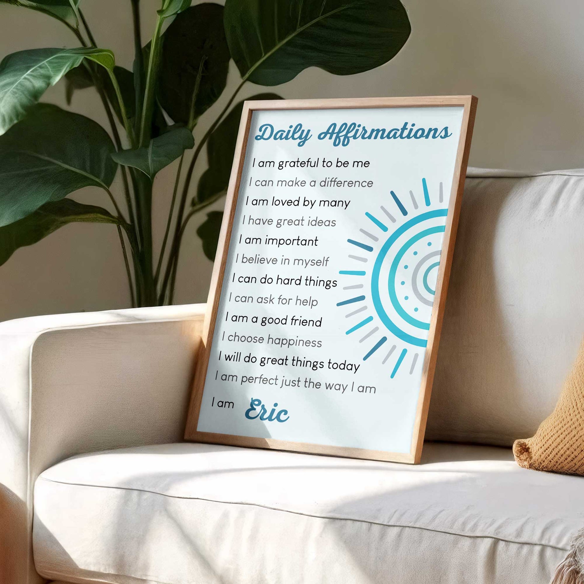 Daily Affirmations Of Self-Confidence And Positivity With Sun Design