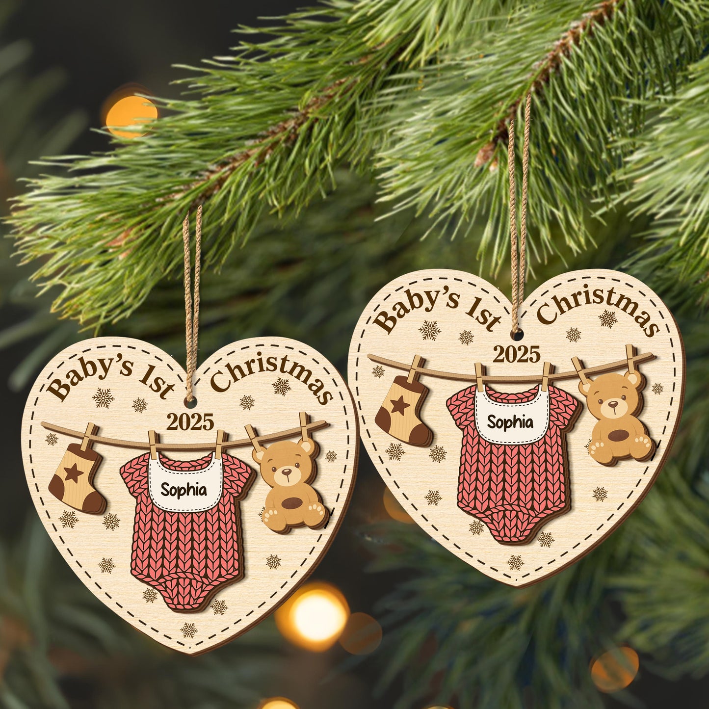 Baby's 1st Christmas, Teddy Bear and Stocking Ornament