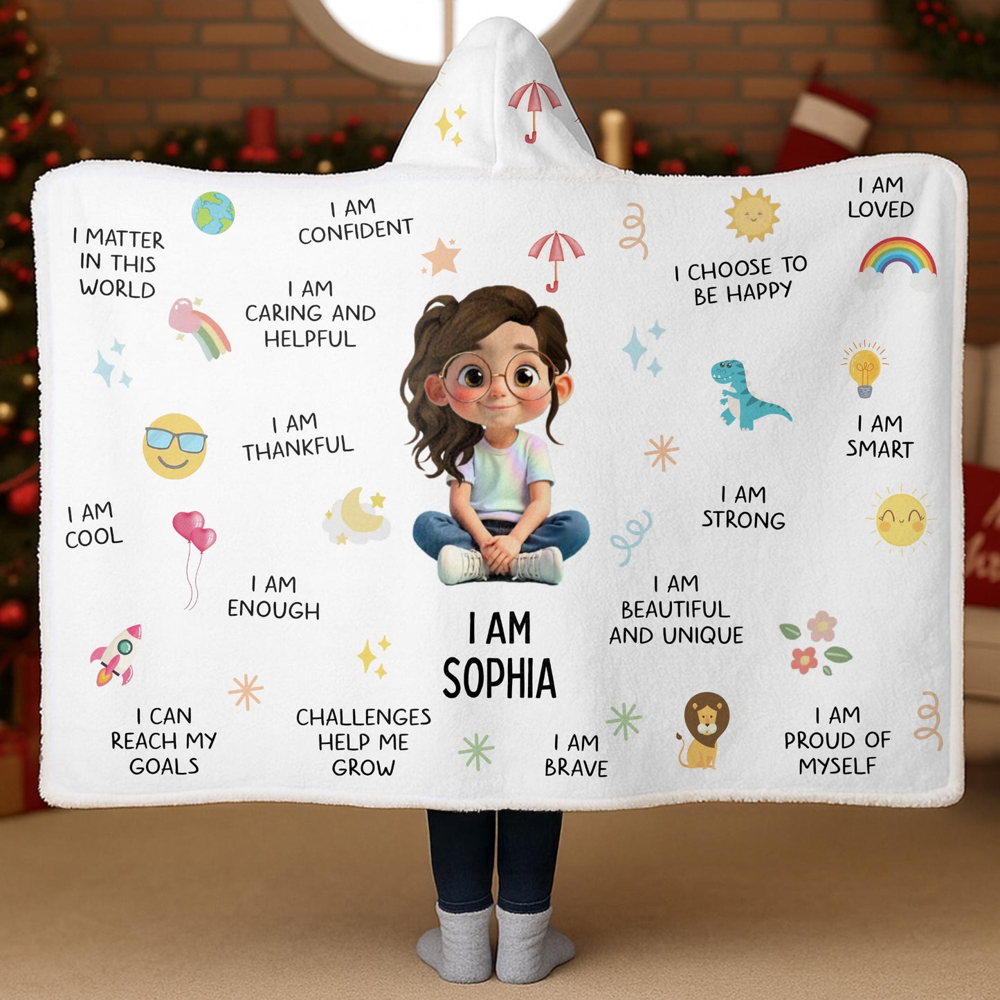 I Am Strong, I Am Loved, Cartoon Character and Stars Blanket