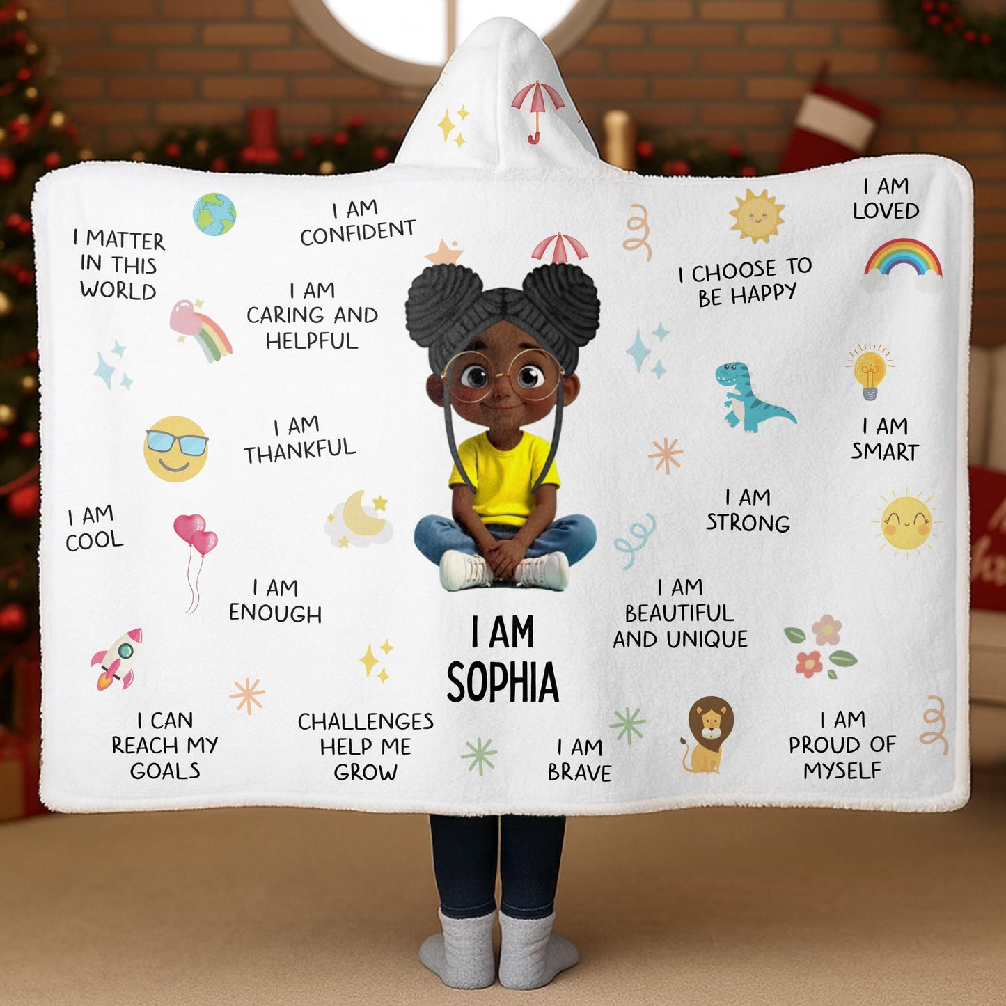 I Am Strong, I Am Loved, Cartoon Character and Stars Blanket