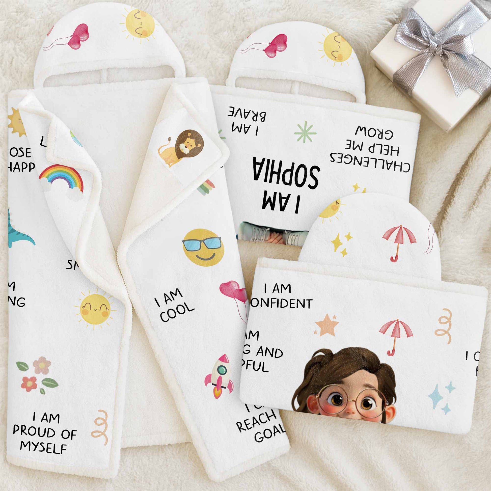 I Am Strong, I Am Loved, Cartoon Character and Stars Blanket