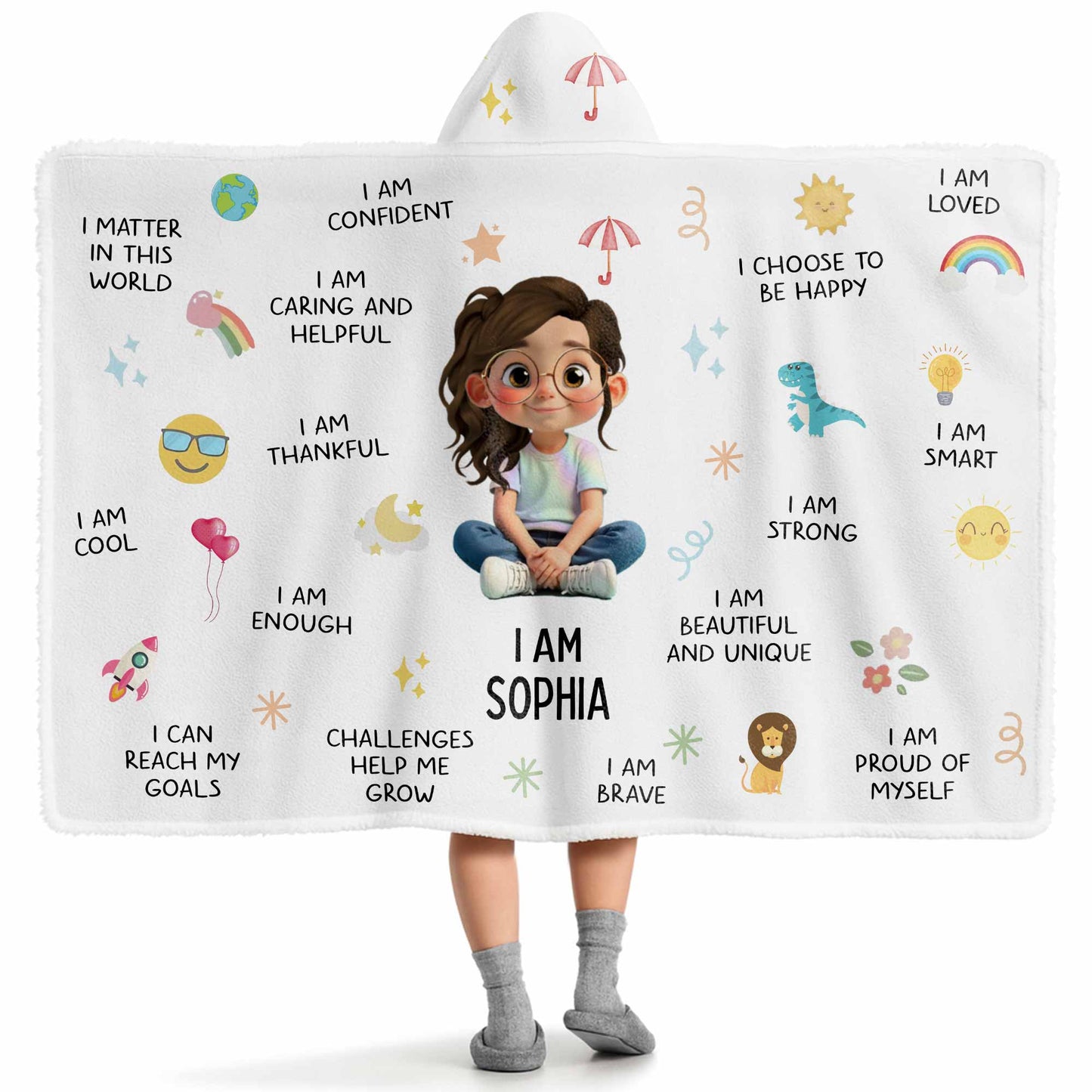 I Am Strong, I Am Loved, Cartoon Character and Stars Blanket