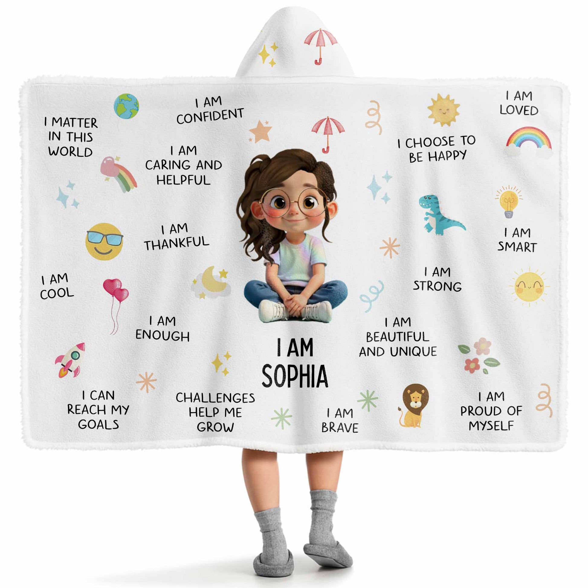 I Am Strong, I Am Loved, Cartoon Character and Stars Blanket