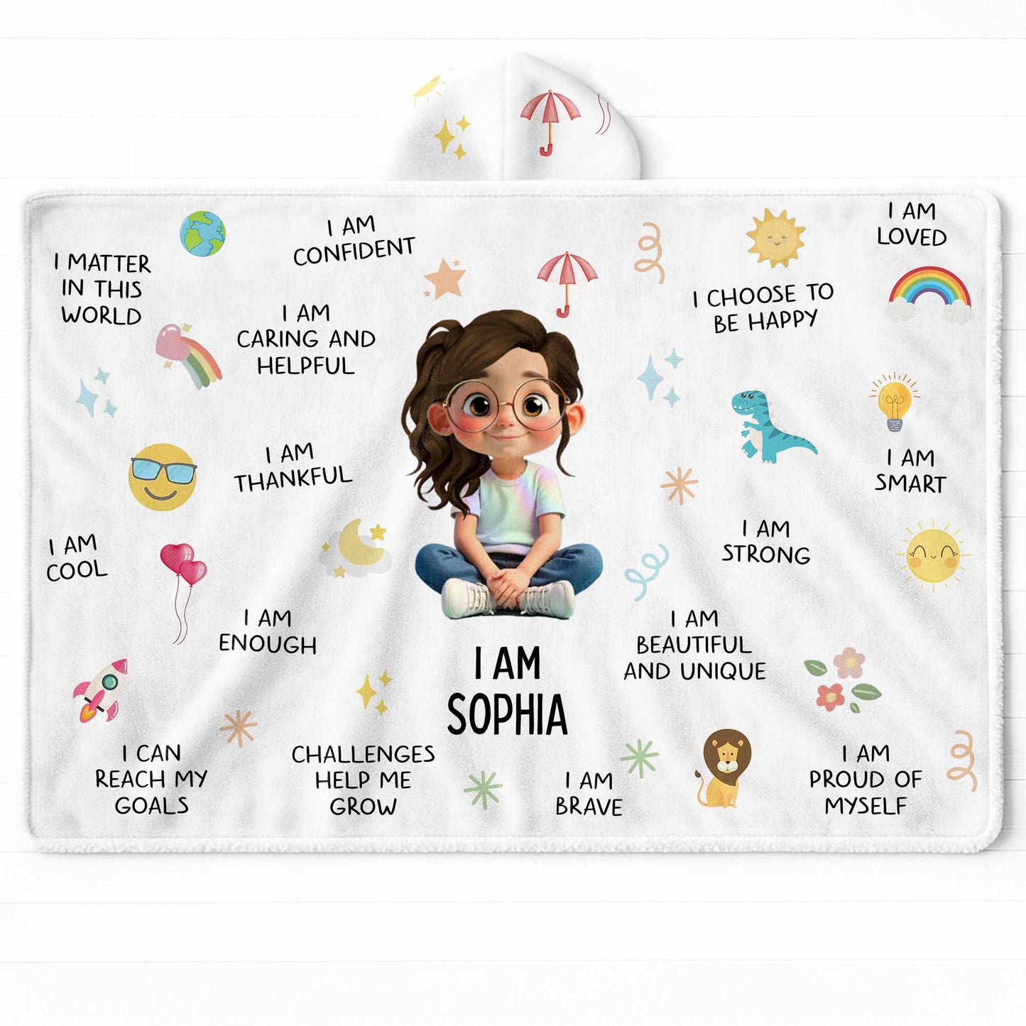 I Am Strong, I Am Loved, Cartoon Character and Stars Blanket