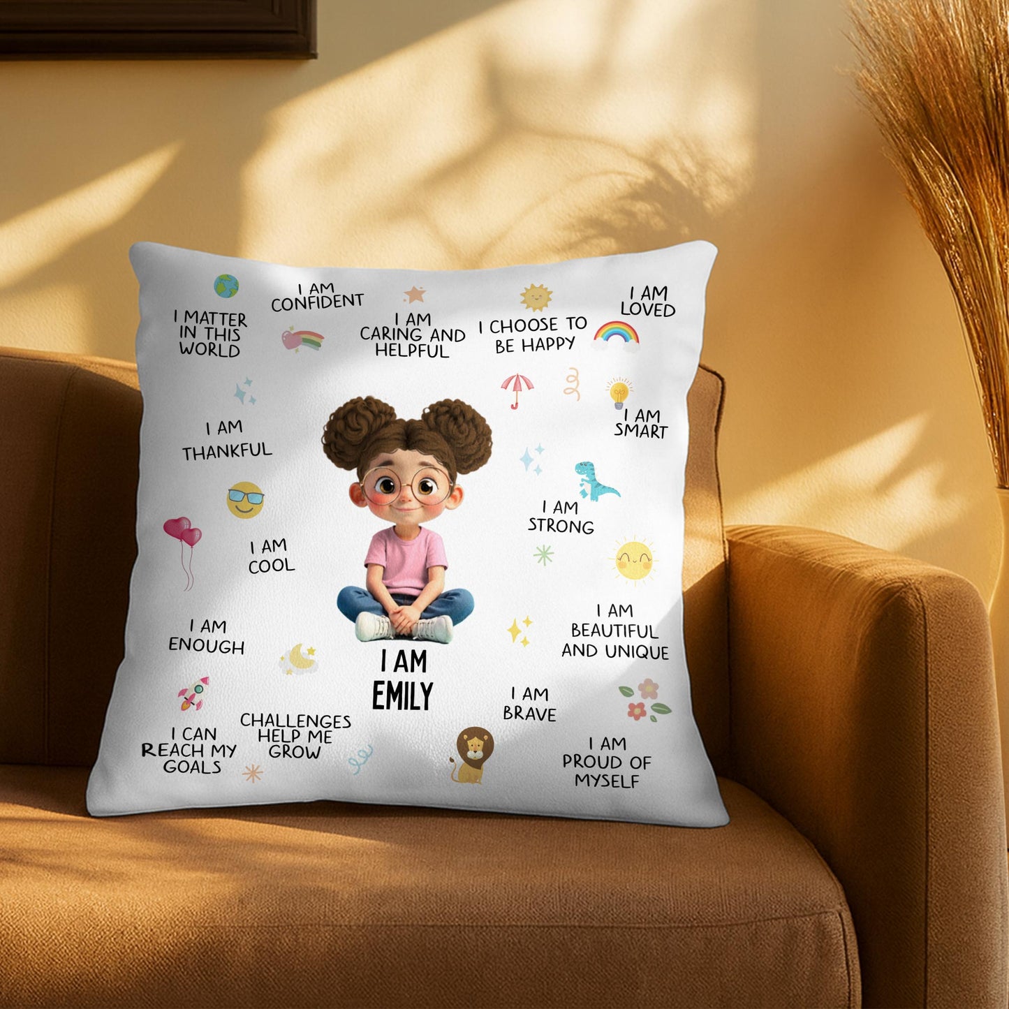 I Am Confident, I Choose To Be Happy, Encouraging Positive Thoughts Pillow - Personalized Custom Pillow, Insert Included - KID324_PLW