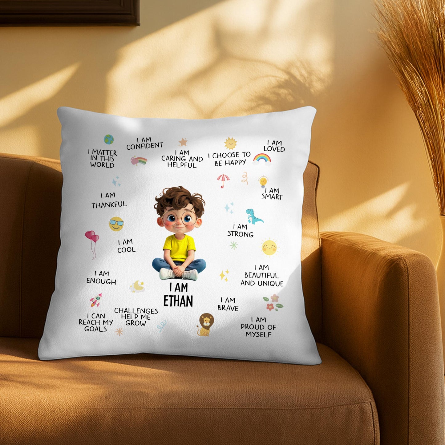 I Am Confident, I Choose To Be Happy, Encouraging Positive Thoughts Pillow - Personalized Custom Pillow, Insert Included - KID324_PLW