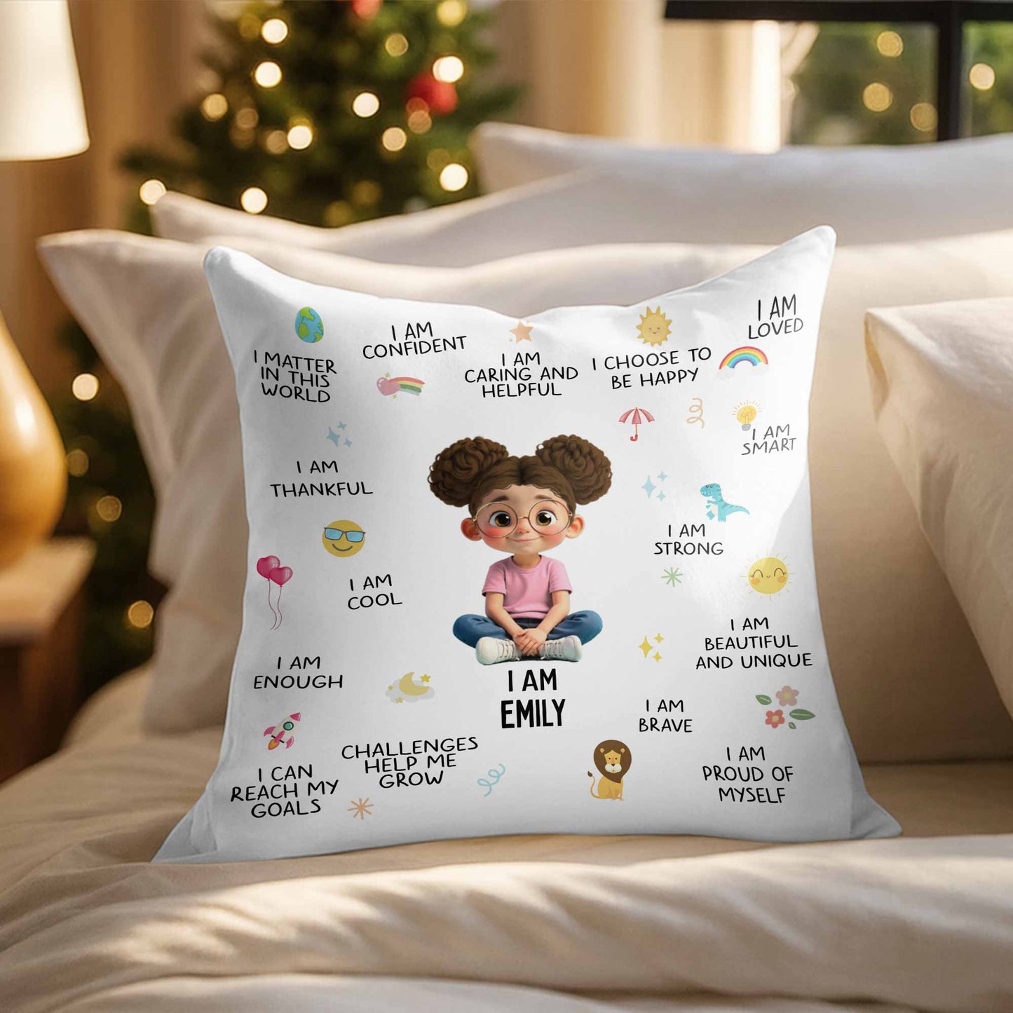 I Am Confident, I Choose To Be Happy, Encouraging Positive Thoughts Pillow - Personalized Custom Pillow, Insert Included - KID324_PLW