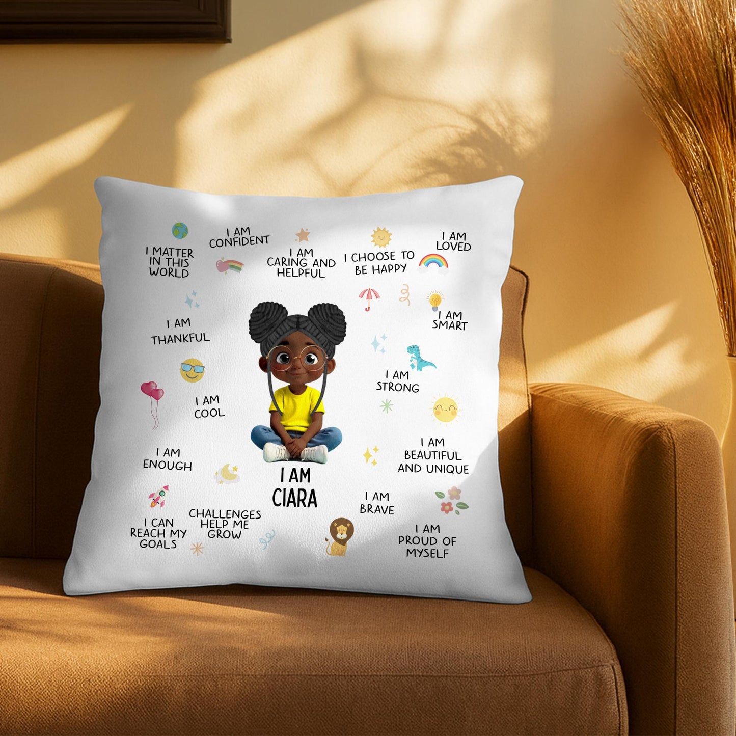 I Am Confident, I Choose To Be Happy, Encouraging Positive Thoughts Pillow - Personalized Custom Pillow, Insert Included - KID324_PLW