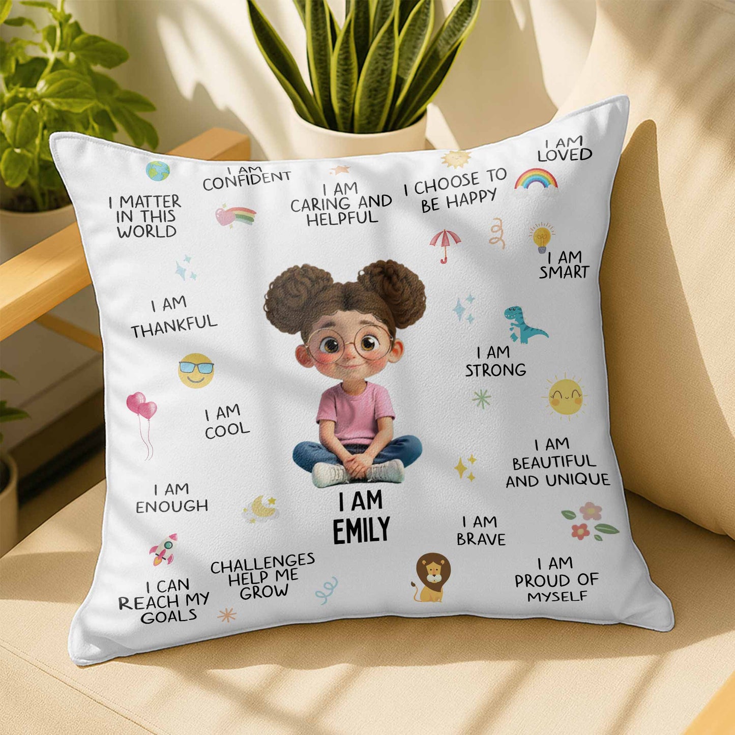 I Am Confident, I Choose To Be Happy, Encouraging Positive Thoughts Pillow - Personalized Custom Pillow, Insert Included - KID324_PLW