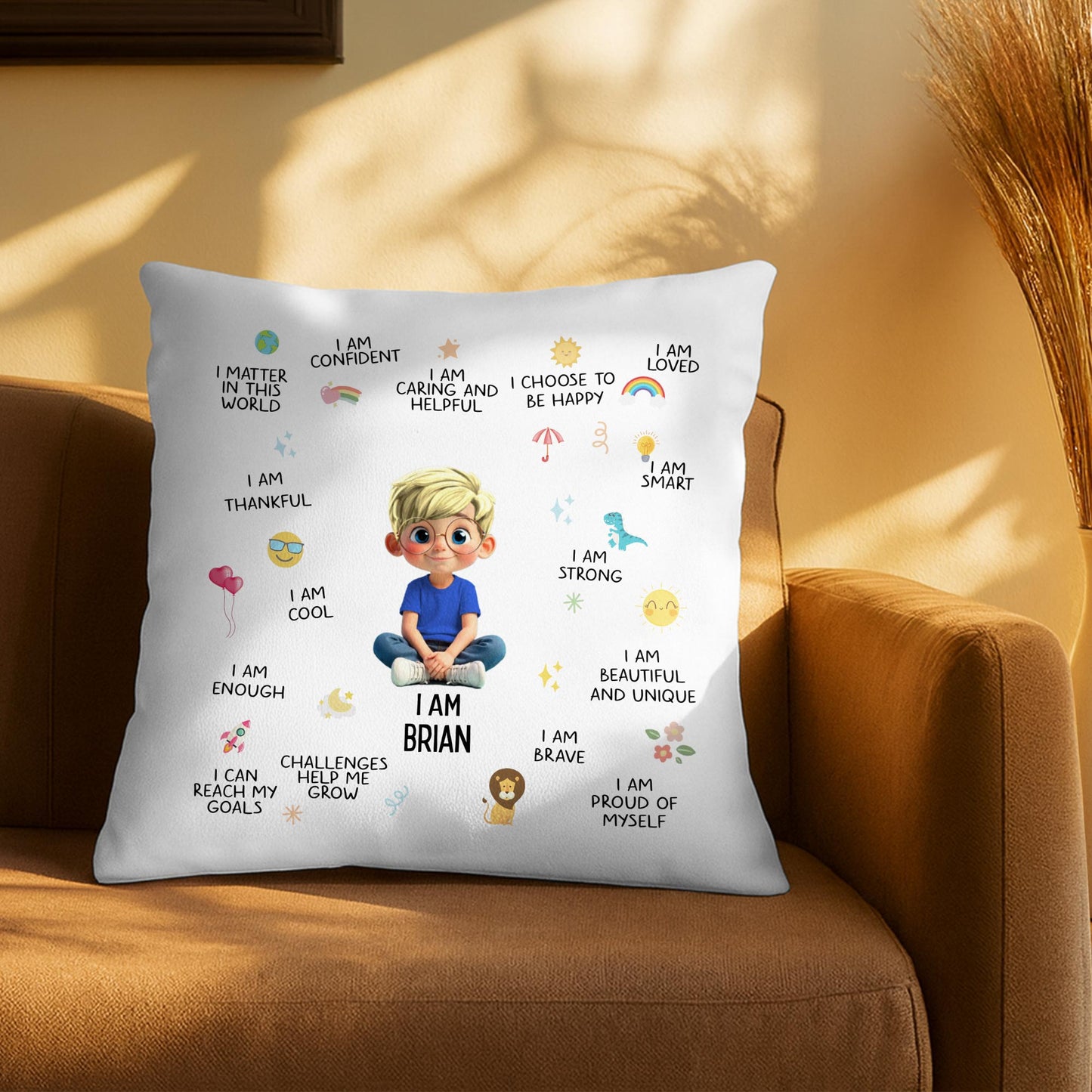 I Am Confident, I Choose To Be Happy, Encouraging Positive Thoughts Pillow - Personalized Custom Pillow, Insert Included - KID324_PLW