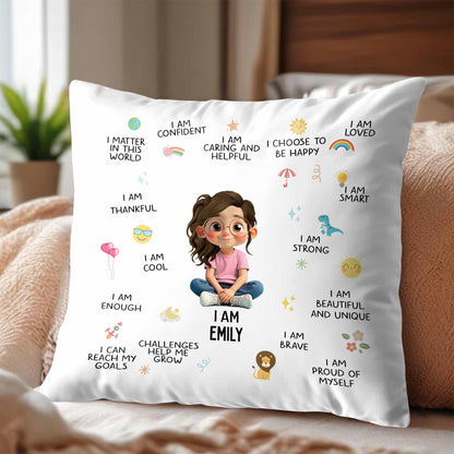 I Am Confident, I Choose To Be Happy, Encouraging Positive Thoughts Pillow - Personalized Custom Pillow, Insert Included - KID324_PLW