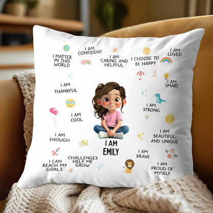 I Am Confident, I Choose To Be Happy, Encouraging Positive Thoughts Pillow - Personalized Custom Pillow, Insert Included - KID324_PLW