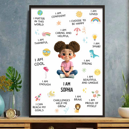 I Am Confident, Brave, And Beautiful Custom Poster - Personalized Custom Vertical Poster - KID324_VPOS