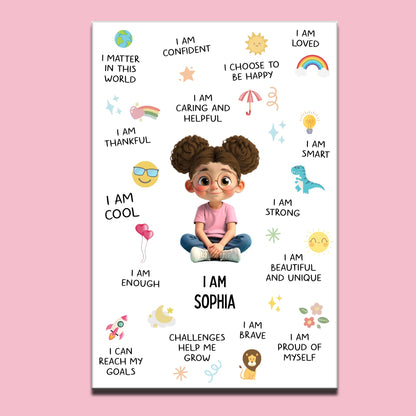 I Am Confident, Brave, And Beautiful Custom Poster - Personalized Custom Vertical Poster - KID324_VPOS