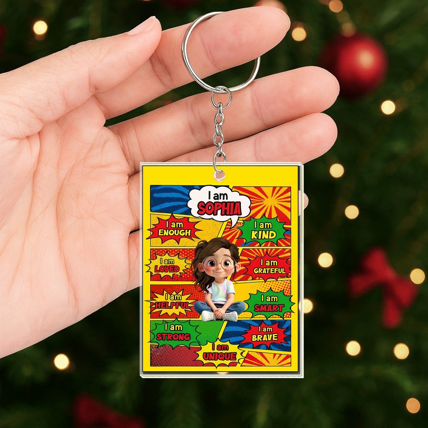 I Am Kind, I Am Smart, I Am Strong, Cartoon Character Keychain