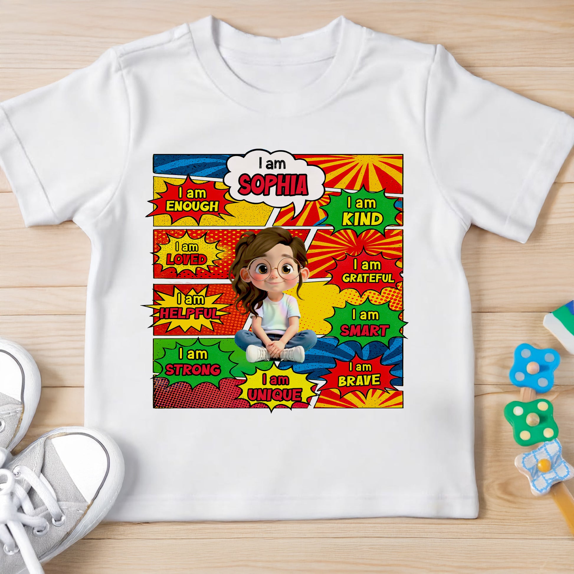 I Am Strong, I Am Brave, I Am Kind Comic Style Youth Shirt
