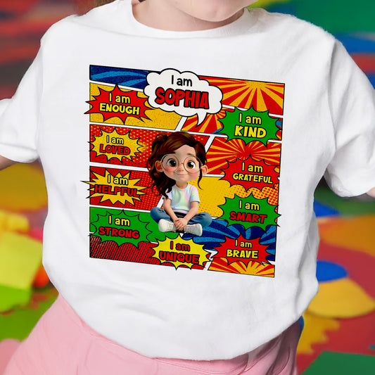 I Am Strong, I Am Brave, I Am Kind Comic Style Youth Shirt