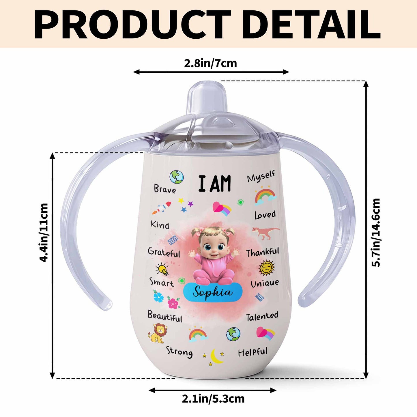 I Am Brave, Kind, Grateful, Custom Doll And Rainbow Design