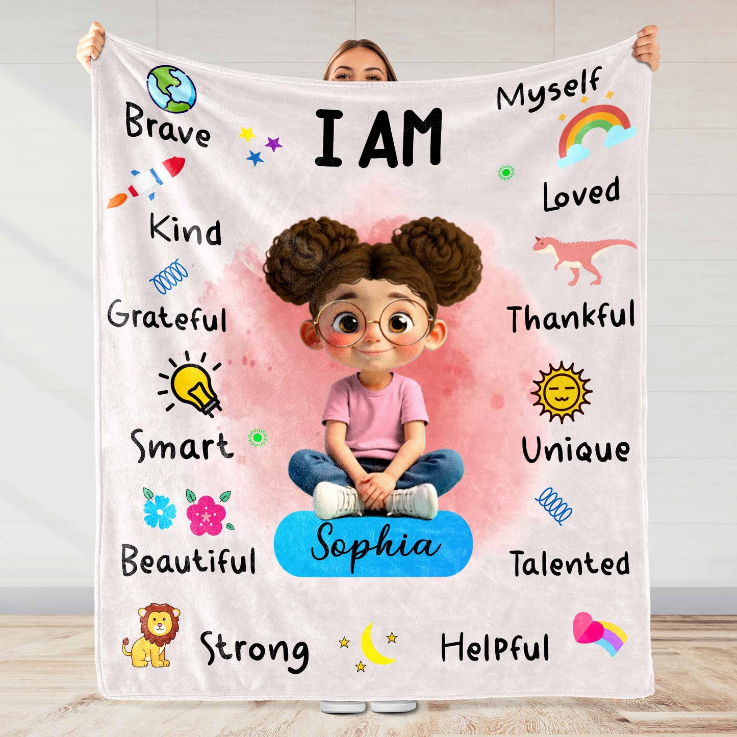 I Am Brave, Kind, Grateful Smart Beautiful Blanket