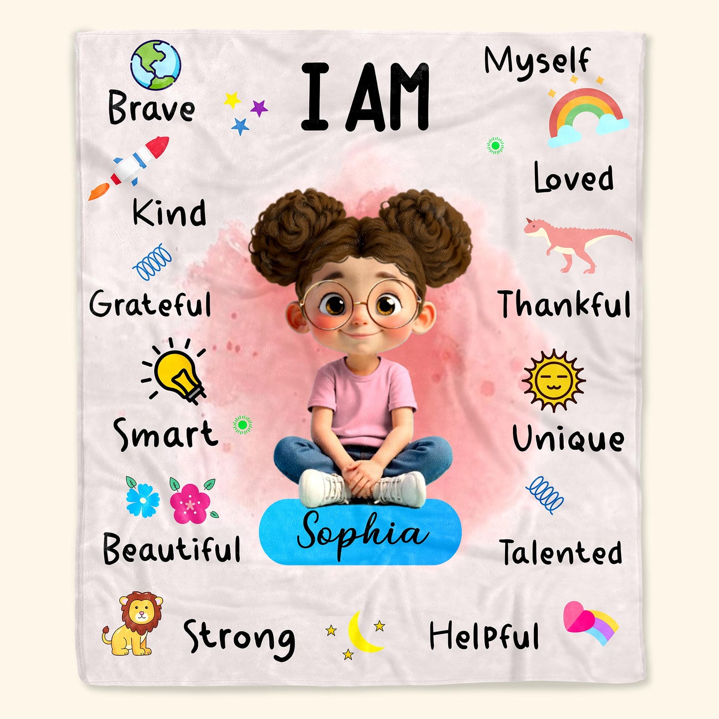 I Am Brave, Kind, Grateful Smart Beautiful Blanket