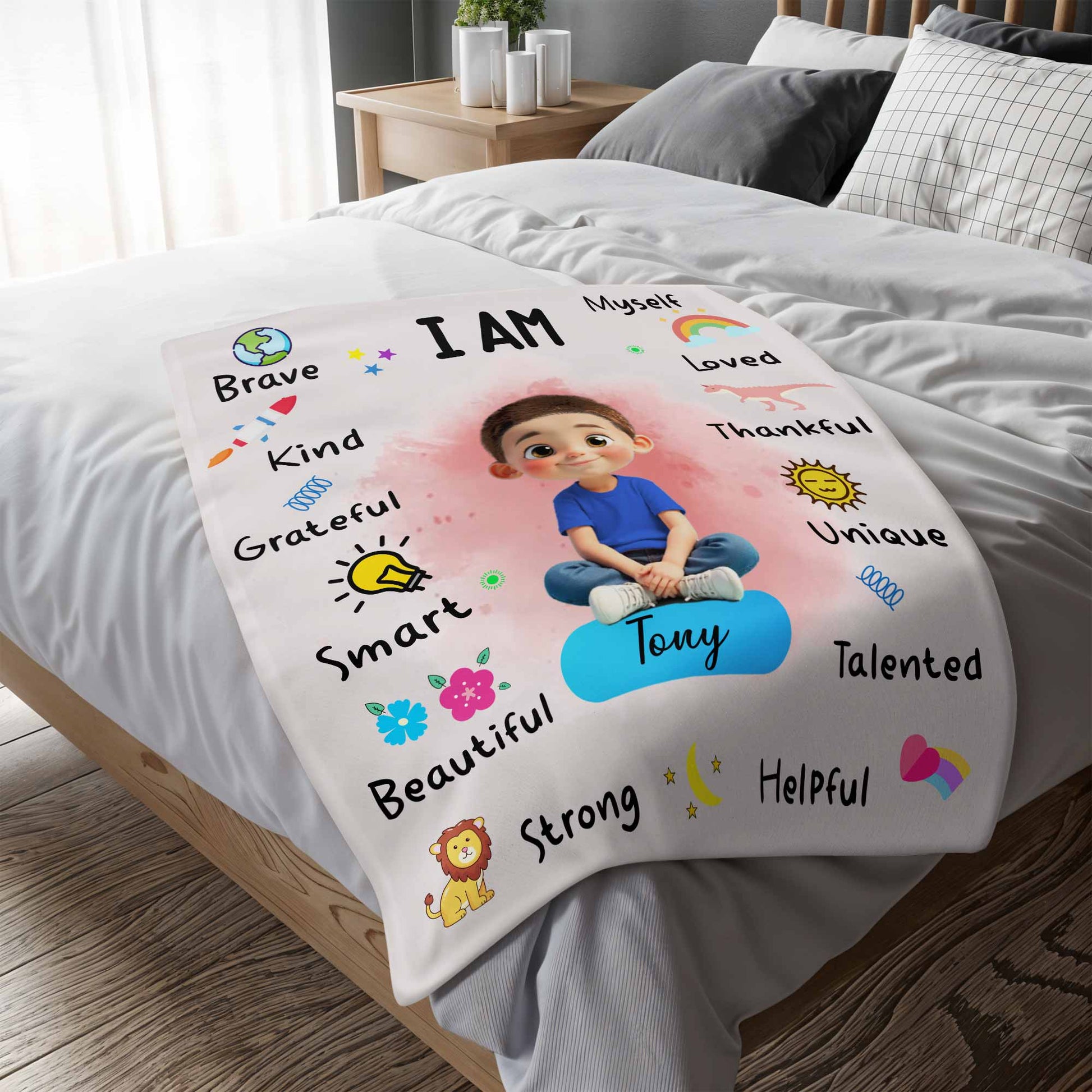 I Am Brave, Kind, Grateful Smart Beautiful Blanket