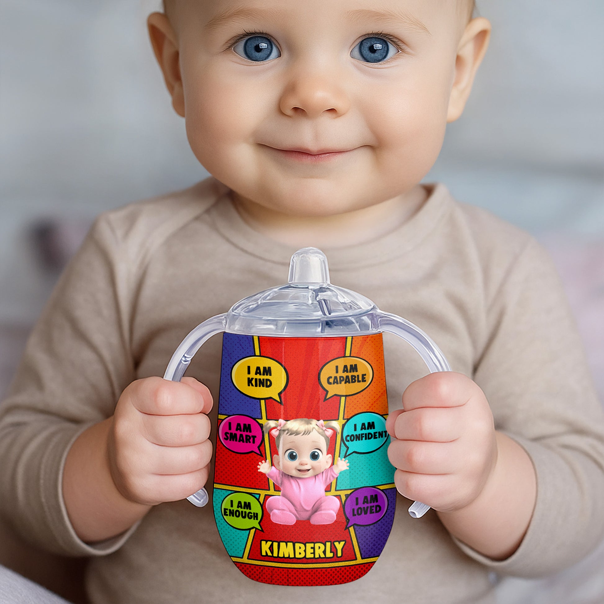 I Am Kind, I Am Loved, Baby Character Custom Sippy Cup