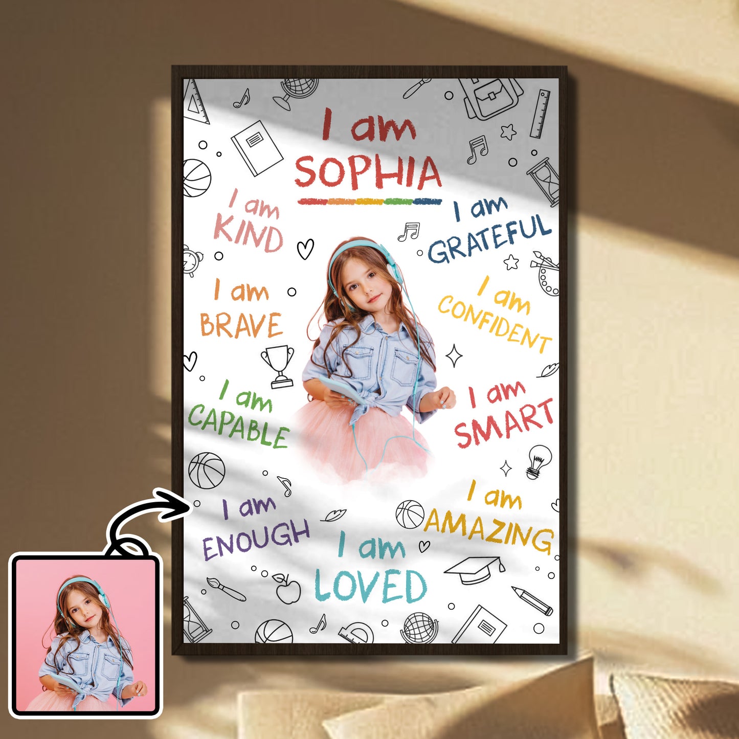 I Am Kind, Brave, Capable And Loved - Personalized Custom Vertical Poster - KID336_VPOS