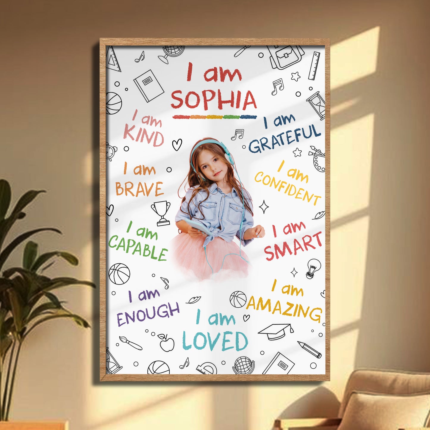 I Am Kind, Brave, Capable And Loved - Personalized Custom Vertical Poster - KID336_VPOS