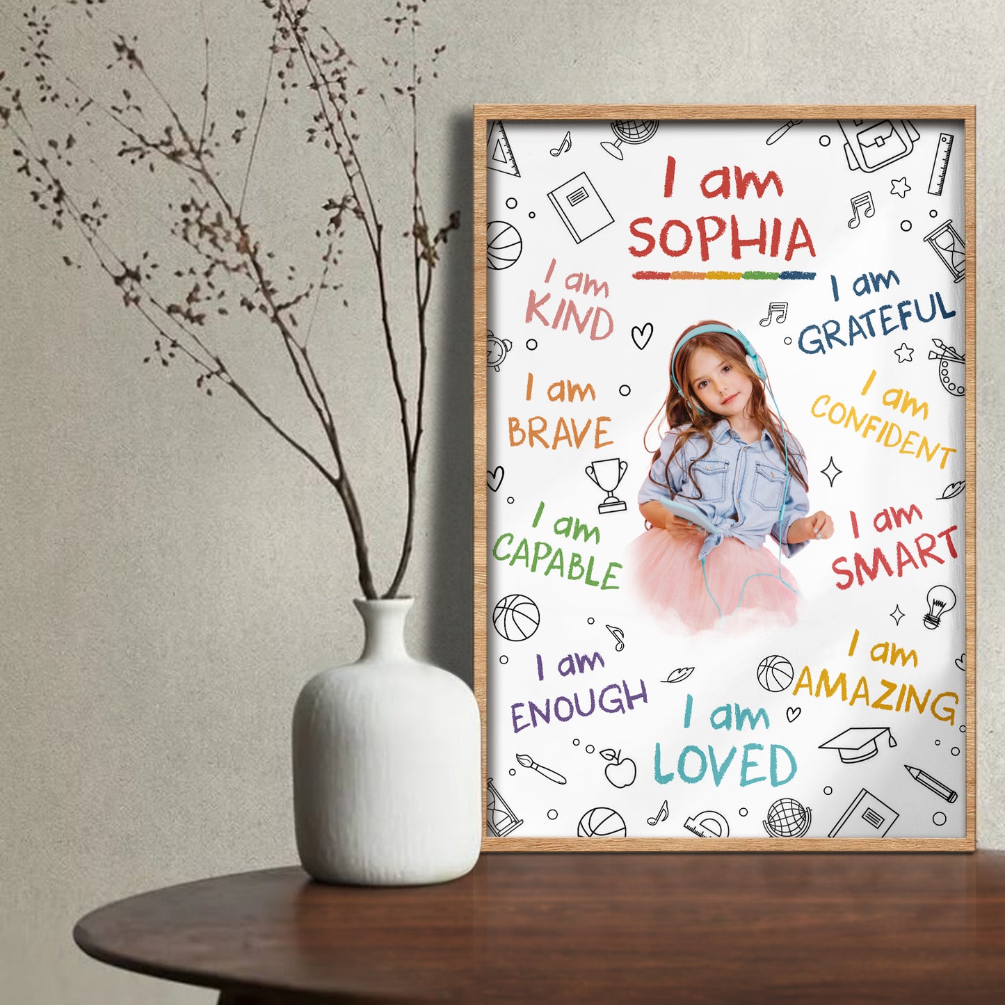 I Am Kind, Brave, Capable And Loved - Personalized Custom Vertical Poster - KID336_VPOS
