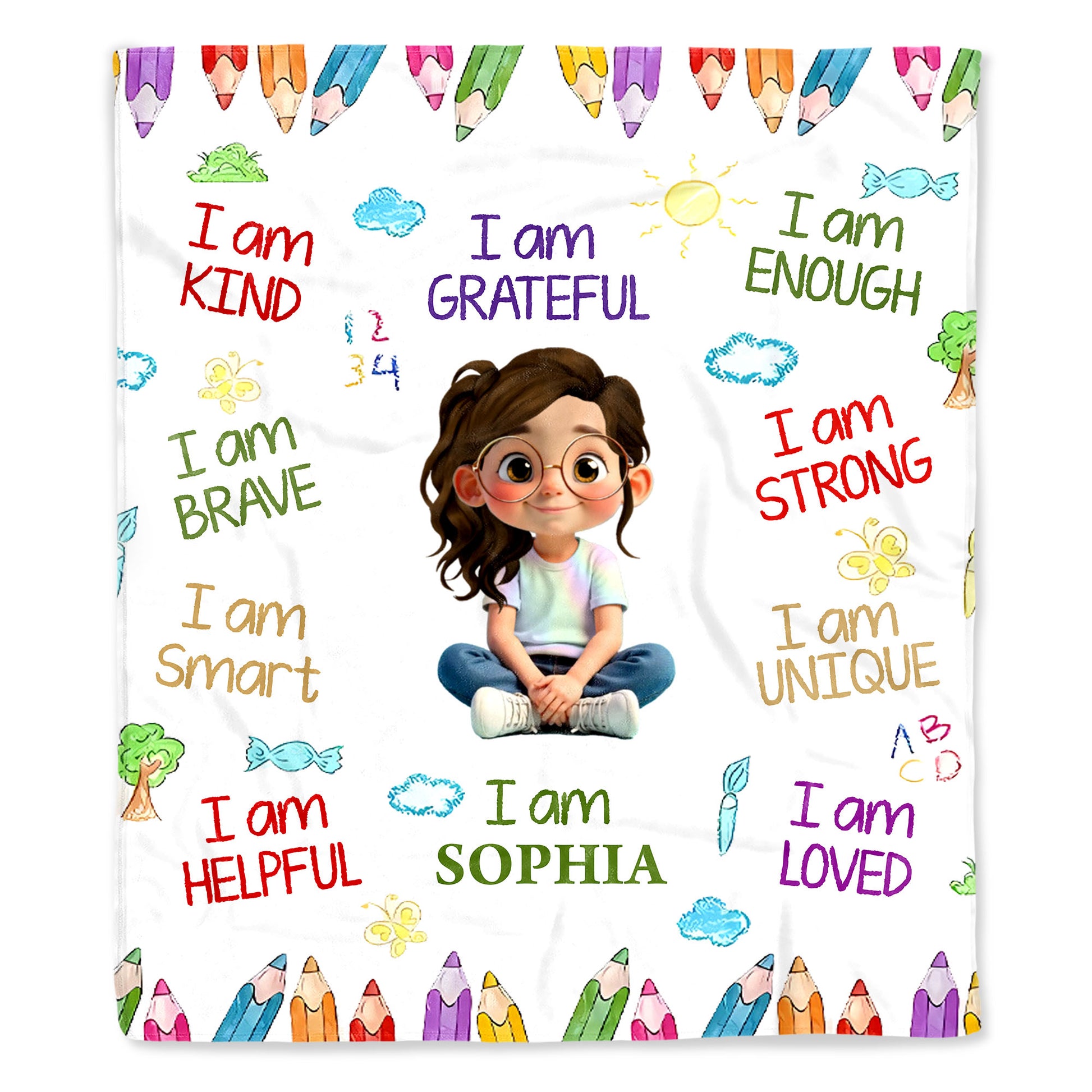 I Am Kind, I Am Grateful, Custom Positive Affirmations Blanket