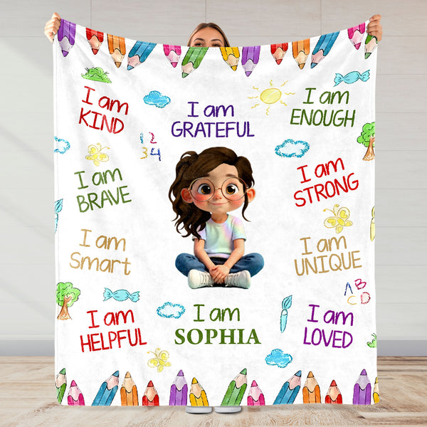 I Am Kind, I Am Grateful, Custom Positive Affirmations Blanket