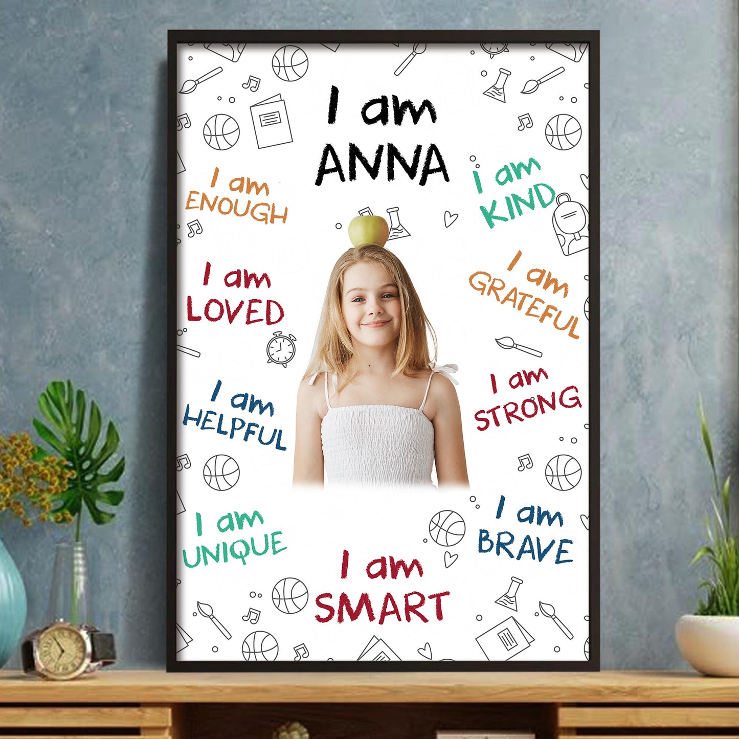 I Am Loved, Encouraging Words Poster For Young Girls - Personalized Custom Vertical Poster - KID341_VPOS