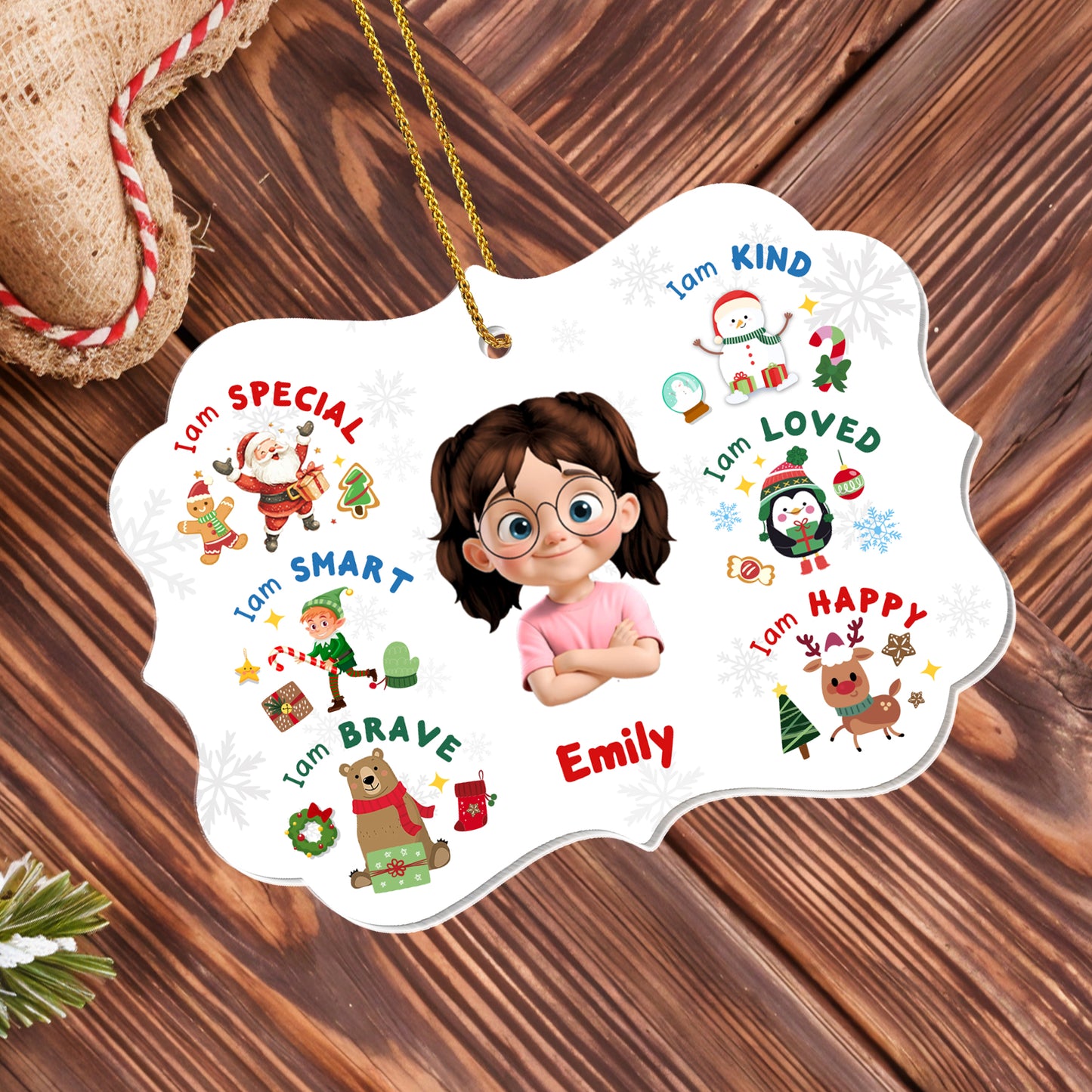 I Am Special, Smart, Brave, Kind, Loved, Happy Christmas Ornament - Personalized Custom Acrylic Ornament, Christmas Gift - KID344_ACO