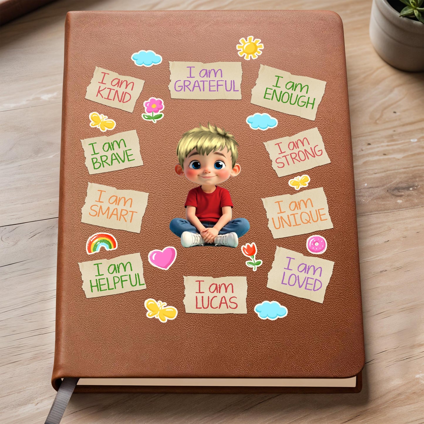 I Am Kind, I Am Brave, Rainbow And Hearts Journal