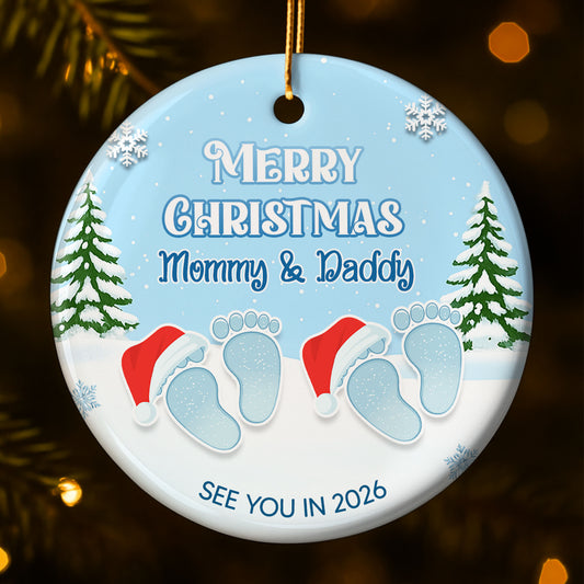 Merry Christmas Mommy And Daddy, Baby Footprints