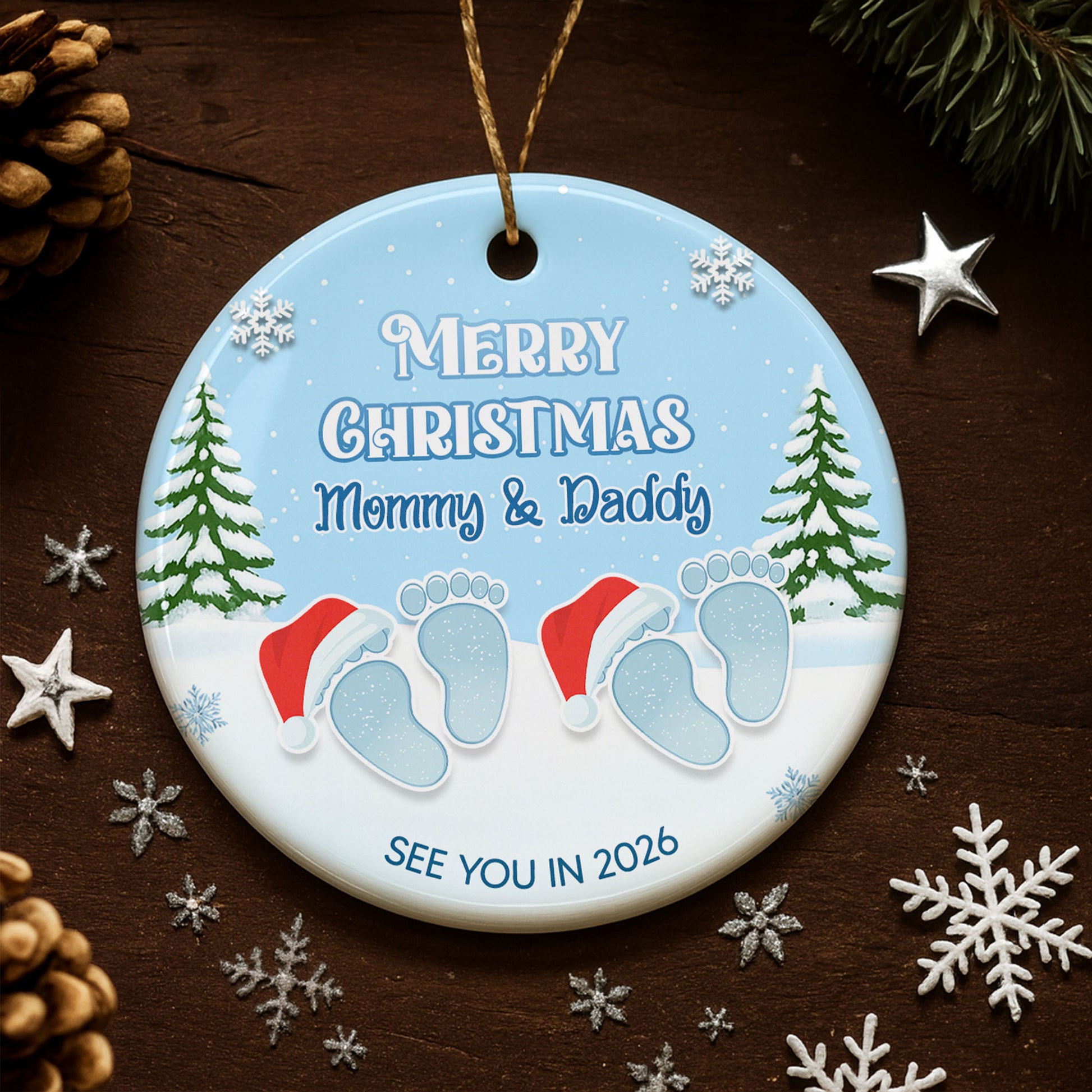 Merry Christmas Mommy And Daddy, Baby Footprints