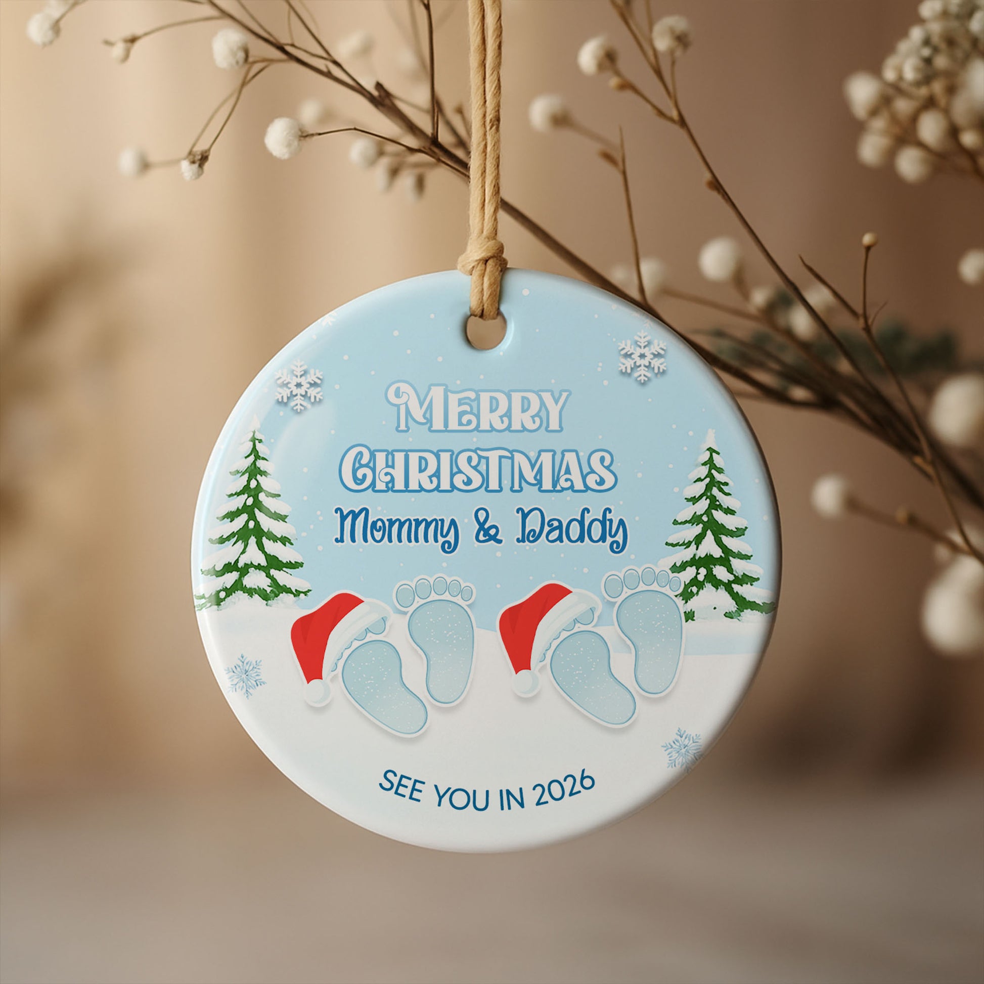 Merry Christmas Mommy And Daddy, Baby Footprints
