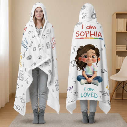 I Am Kind, Brave, Capable, Enough, Loved, Inspirational Hooded Blanket