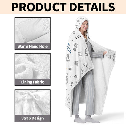 I Am Kind, Brave, Capable, Enough, Loved, Inspirational Hooded Blanket