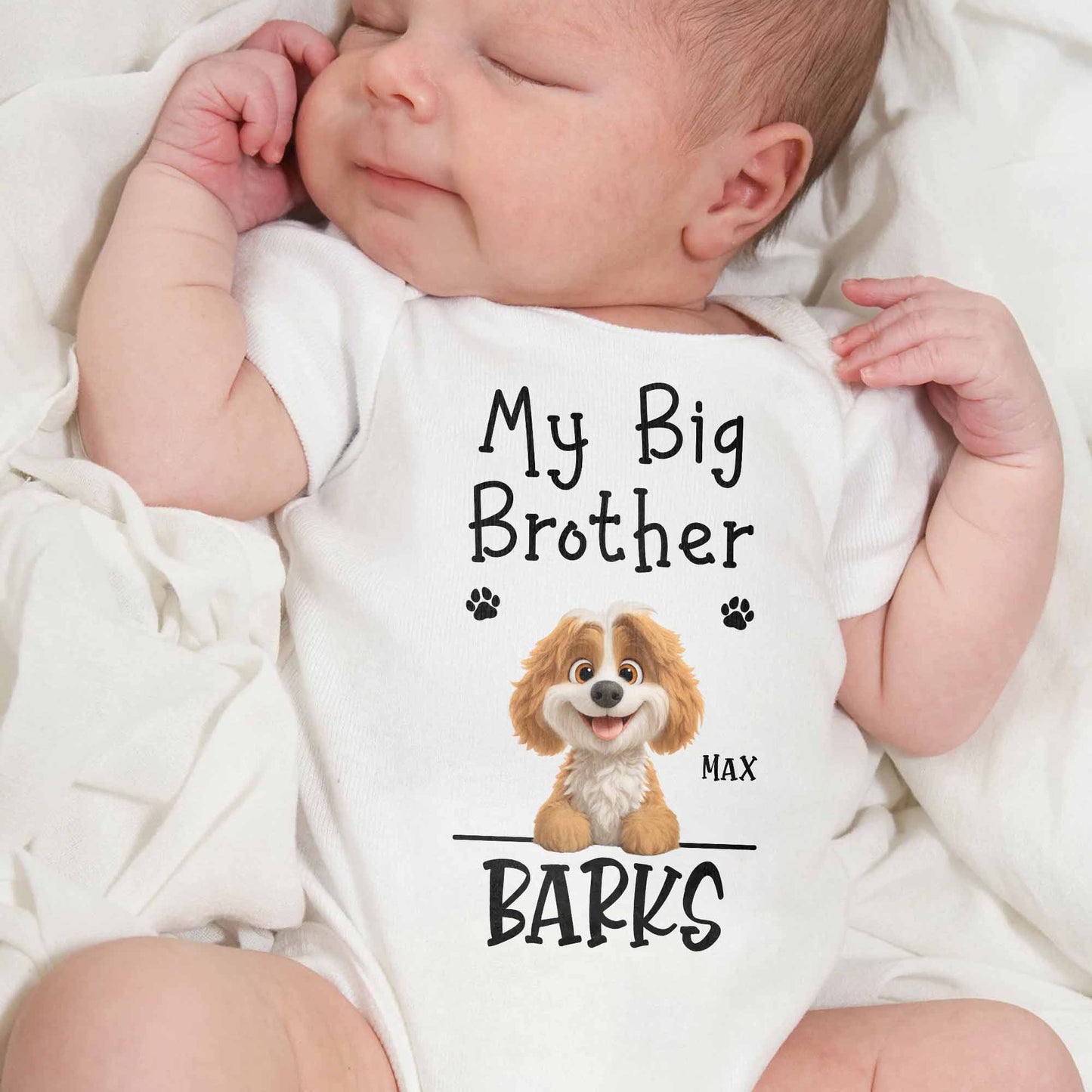 My Big Brother Barks With Cute Dog And Paw Prints