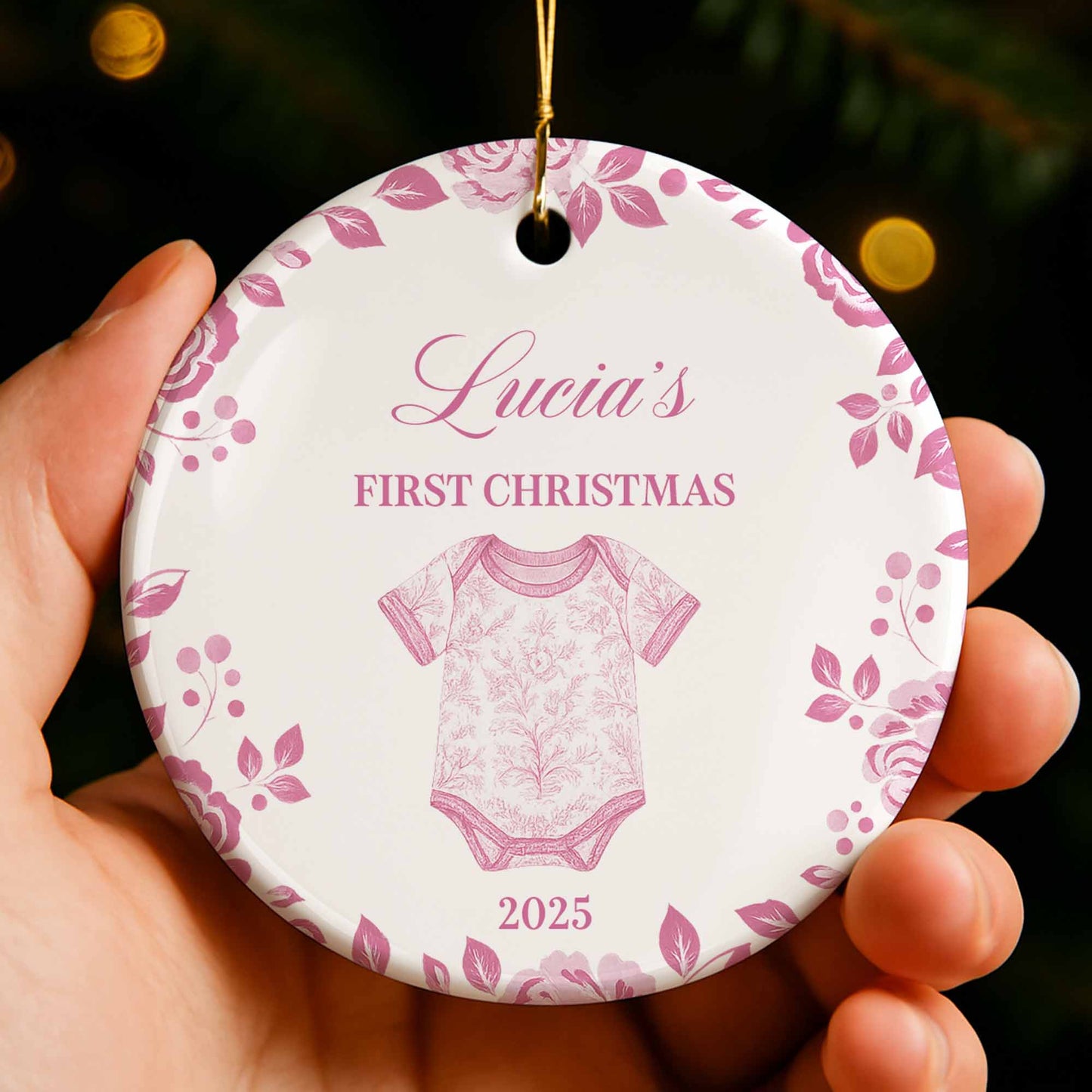 First Christmas Celebration With Leafy Baby Onesie Design