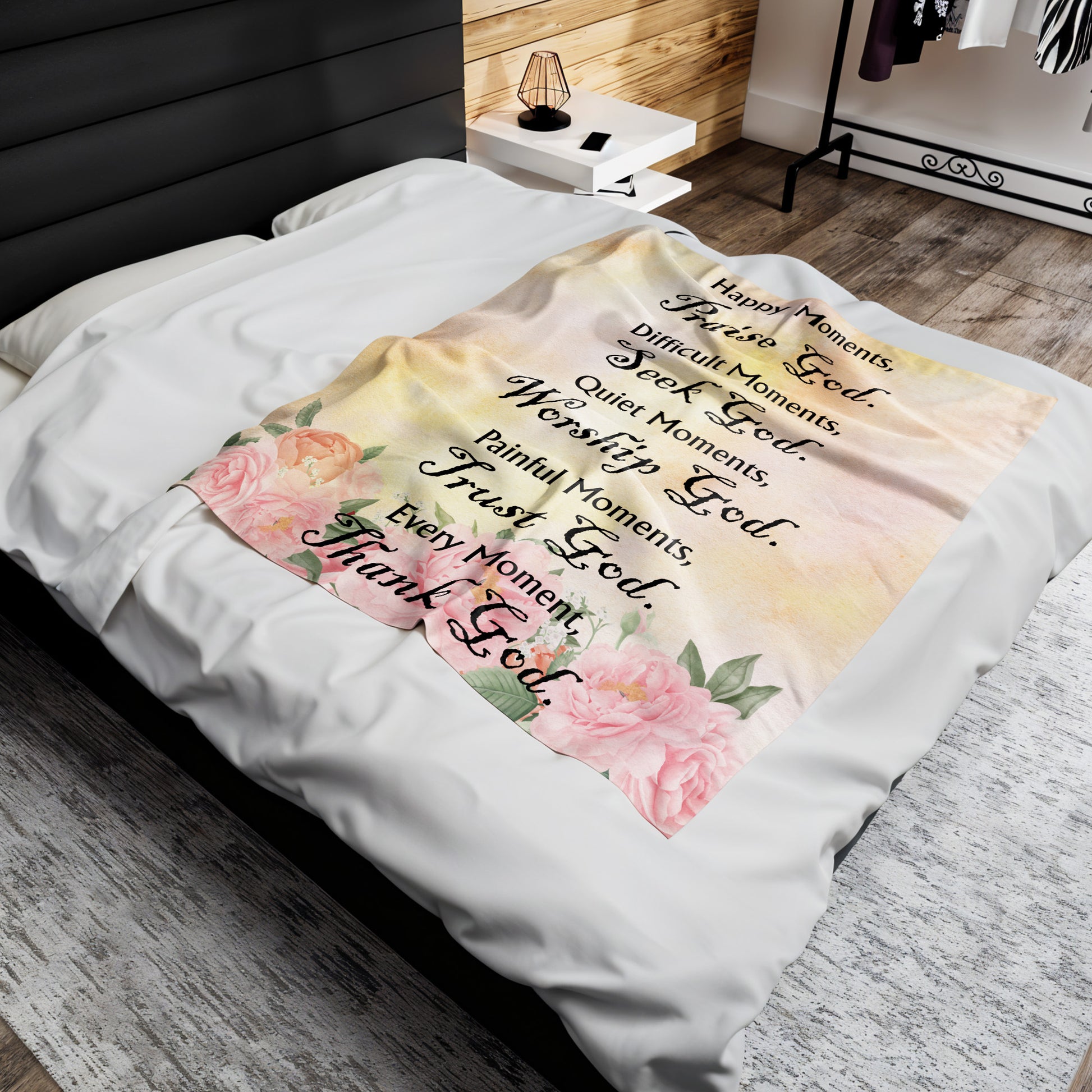 Happy Moments Praise God With Inspirational Texts And Flowers