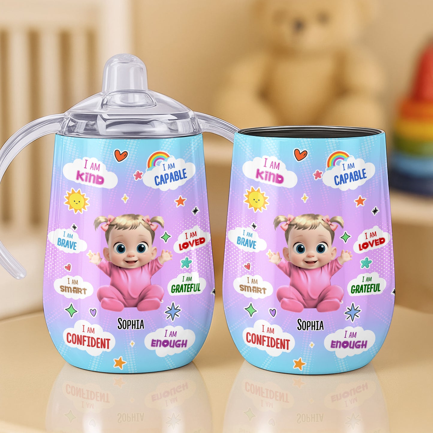 I Am Kind, Capable, Loved, Empowering Rainbow And Heart Design