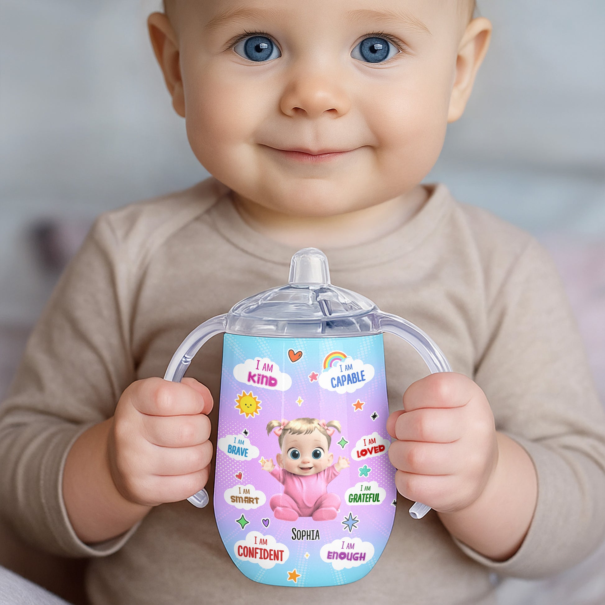 I Am Kind, Capable, Loved, Empowering Rainbow And Heart Design