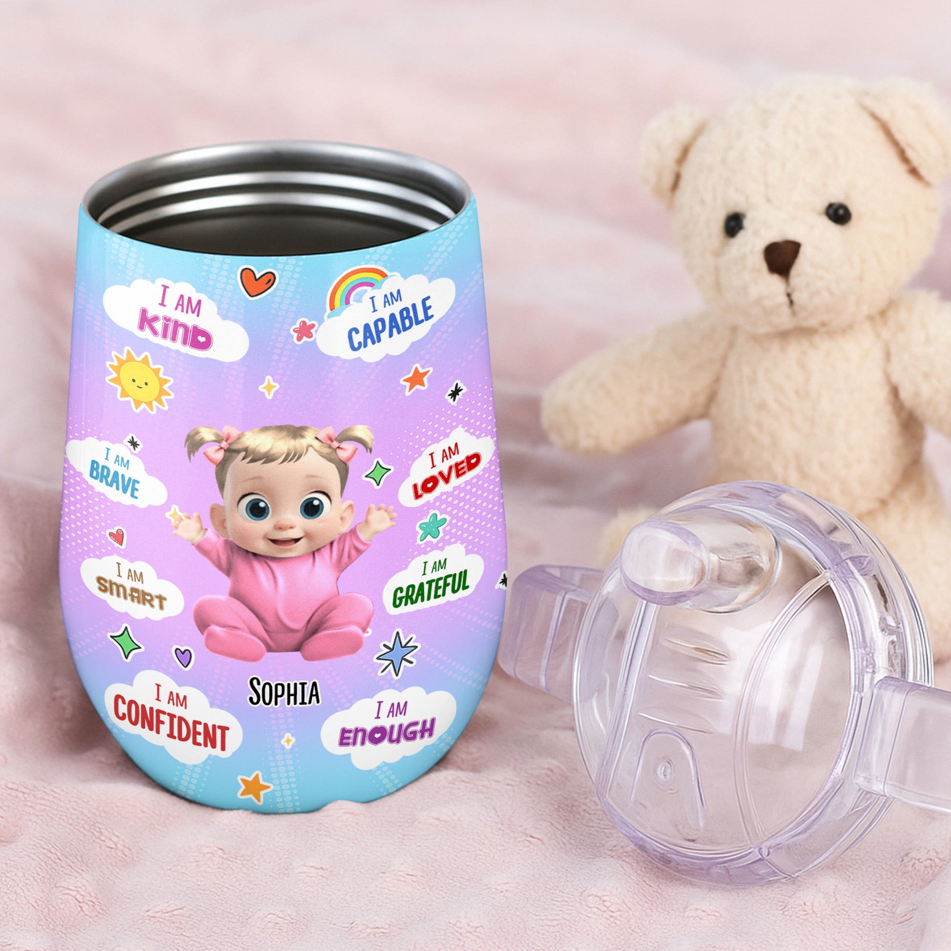 I Am Kind, Capable, Loved, Empowering Rainbow And Heart Design