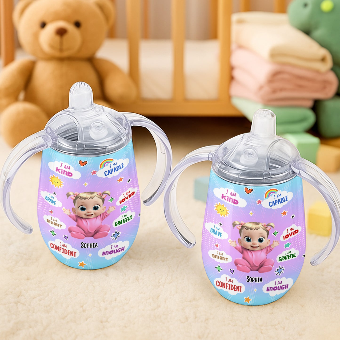 I Am Kind, Capable, Loved, Empowering Rainbow And Heart Design