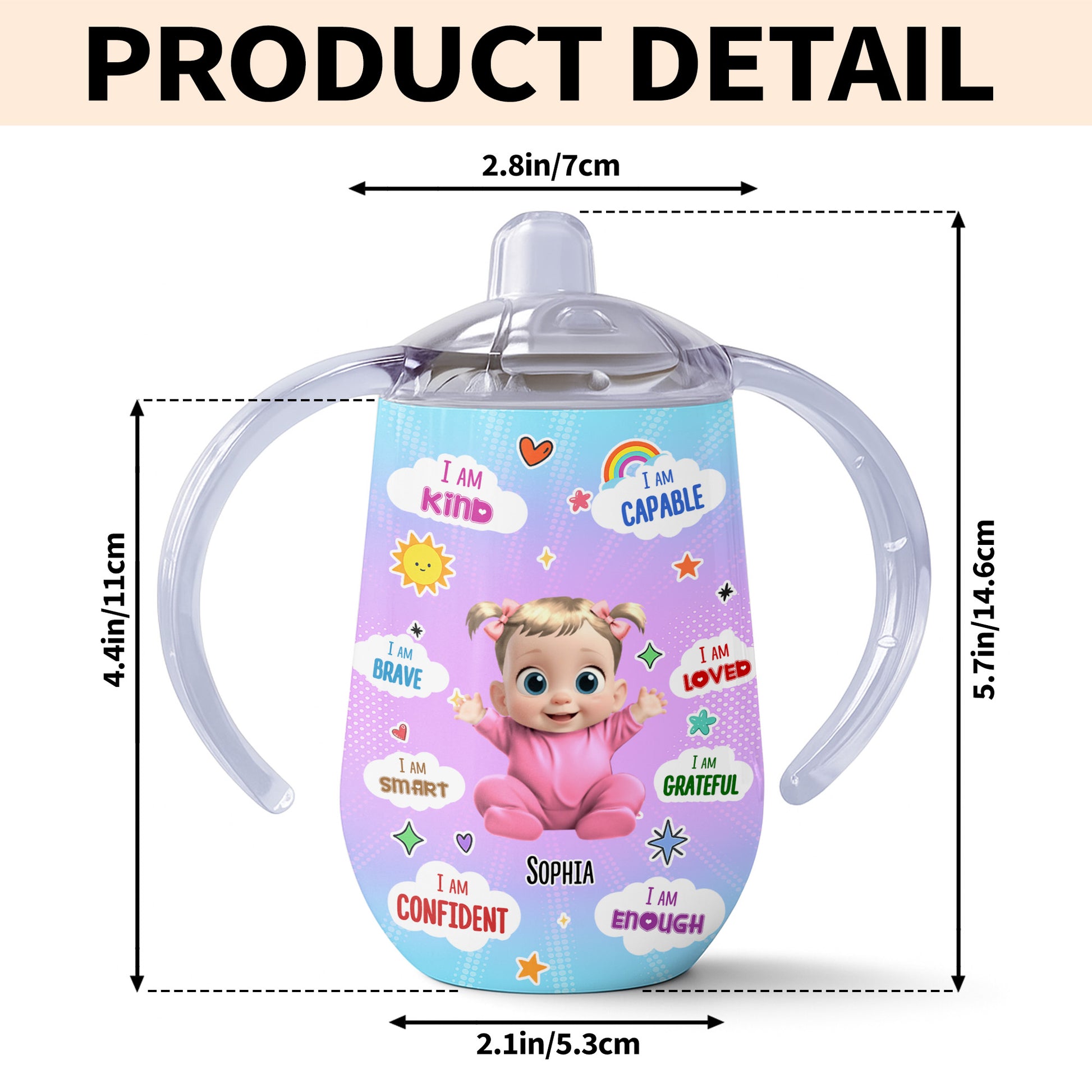 I Am Kind, Capable, Loved, Empowering Rainbow And Heart Design