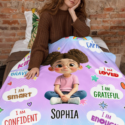 I Am Kind, I Am Brave, I Am Smart, Positive Affirmations Blanket