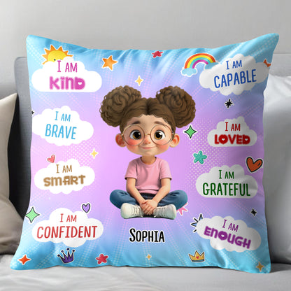 I Am Kind, Brave, and Smart, Positive Affirmations Pillow